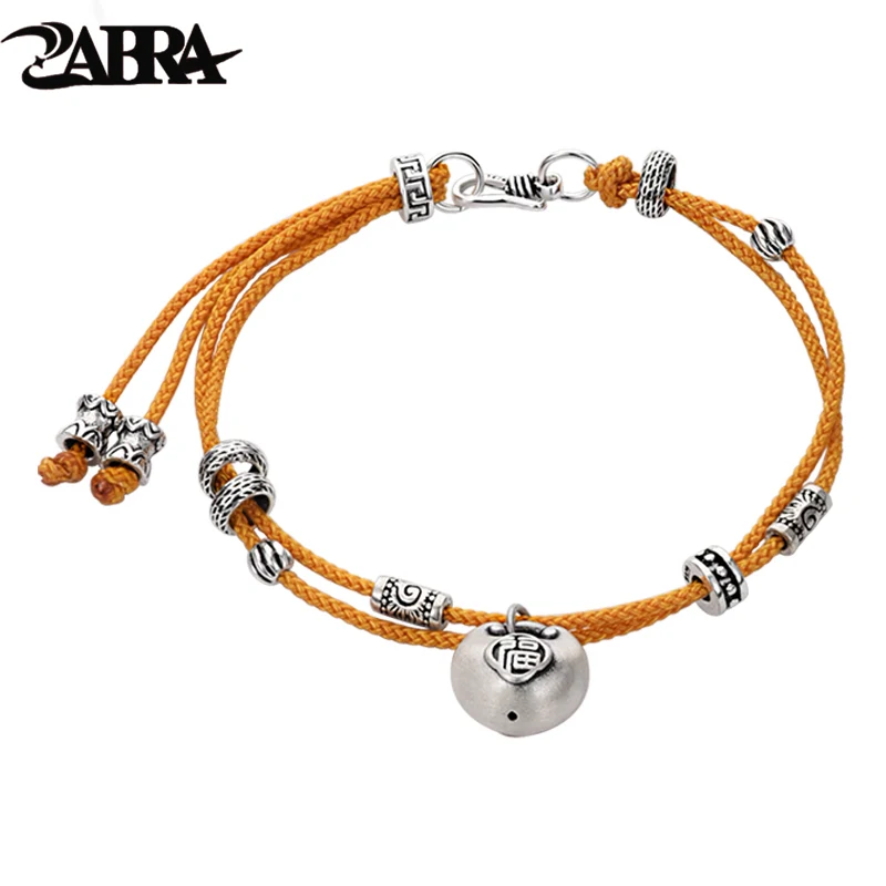 ZABRA 999 Sterling Silver Little Fat Fu Bracelet for Men and Women, 2024 Dragon Year Weaving Handrope