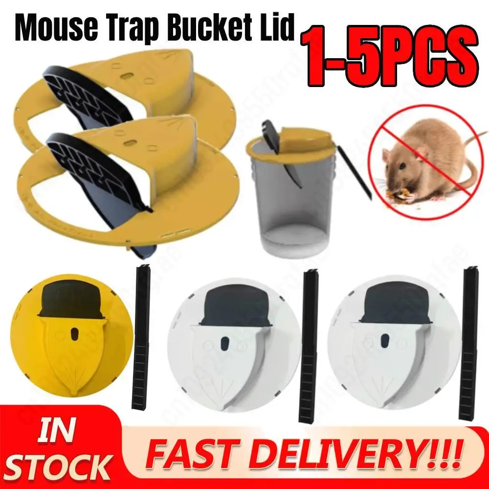 1-5PCS Mouse Trap Flip & Slide Bucket Lid Detachable PP Mice Rat Trap Bucket Flip Lid Cover For Chicken Coop Garage Patio Yard