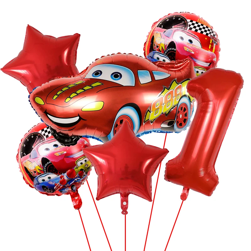 6Pcs Cartoon Disney Cars Story Lightning McQueen Foil Balloon Children\'s Birthday Party Decoration Balloon