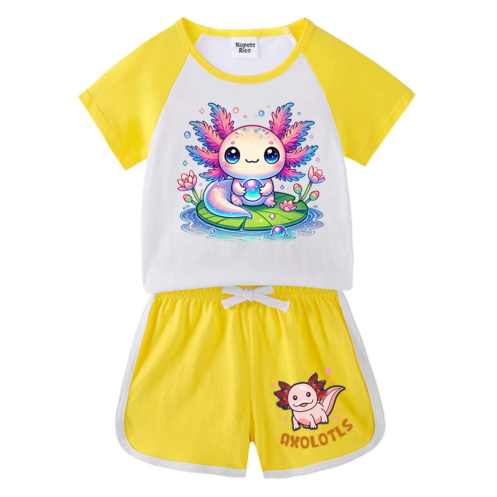 Tuta Da Jogging In Cotone Con Stampa Axolotl Per Bambini E Bambine, Abbigliamento Per Neonati E Bambini Piccoli, Costume Per Bambina, Top Alla Moda Per Bambini