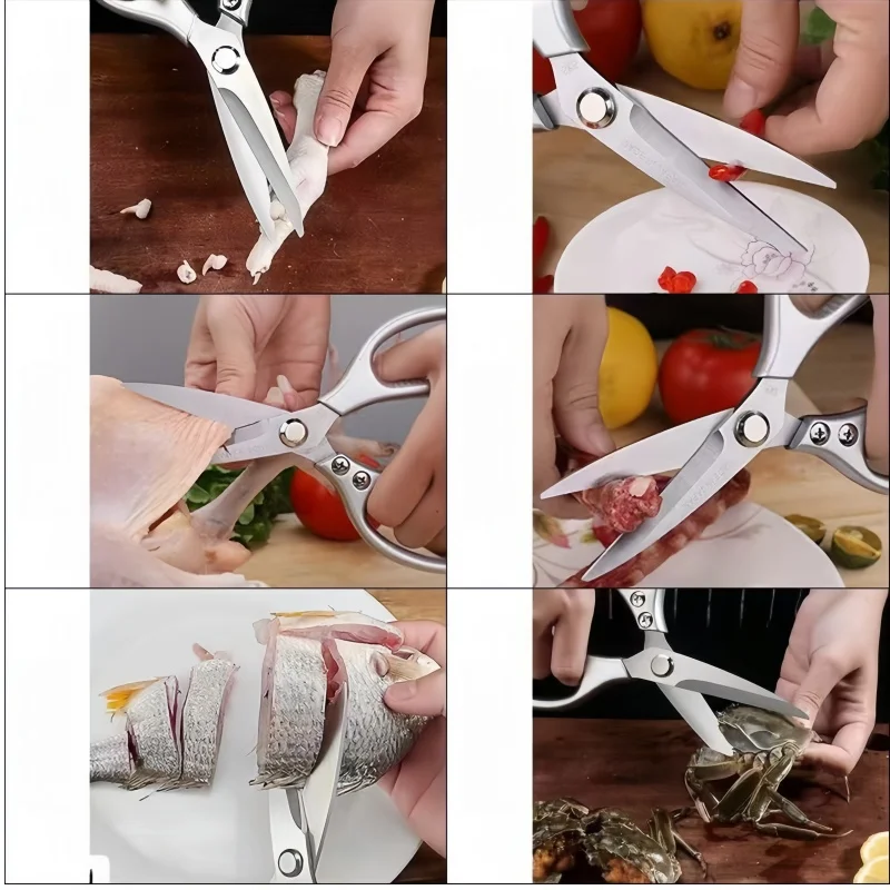 High-Quality SK5 Stainless Steel Multi-Purpose Kitchen Shears  Ideal for Fishing and Preparing Poultry