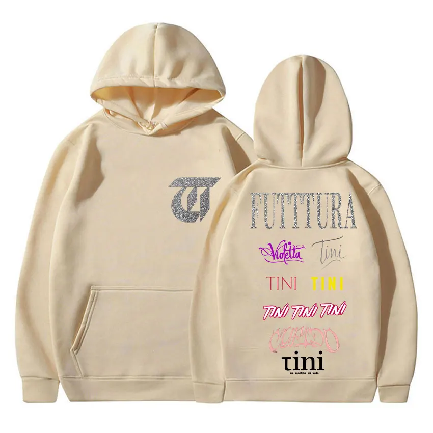 ألبوم جولة Fectura TINI STOESSEL 2025 Merch هوديس للجنسين روك قوطي كم طويل بلوزات ريترو الجمالية الصوف هودي القمم