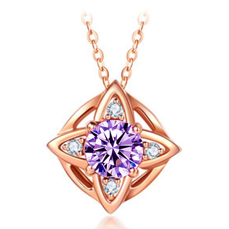 

Top Quality RoseGold Color Women Necklace Cute Multicolor Zircon Pendant Necklaces For Women Anniversary Party Jewelry Gifts