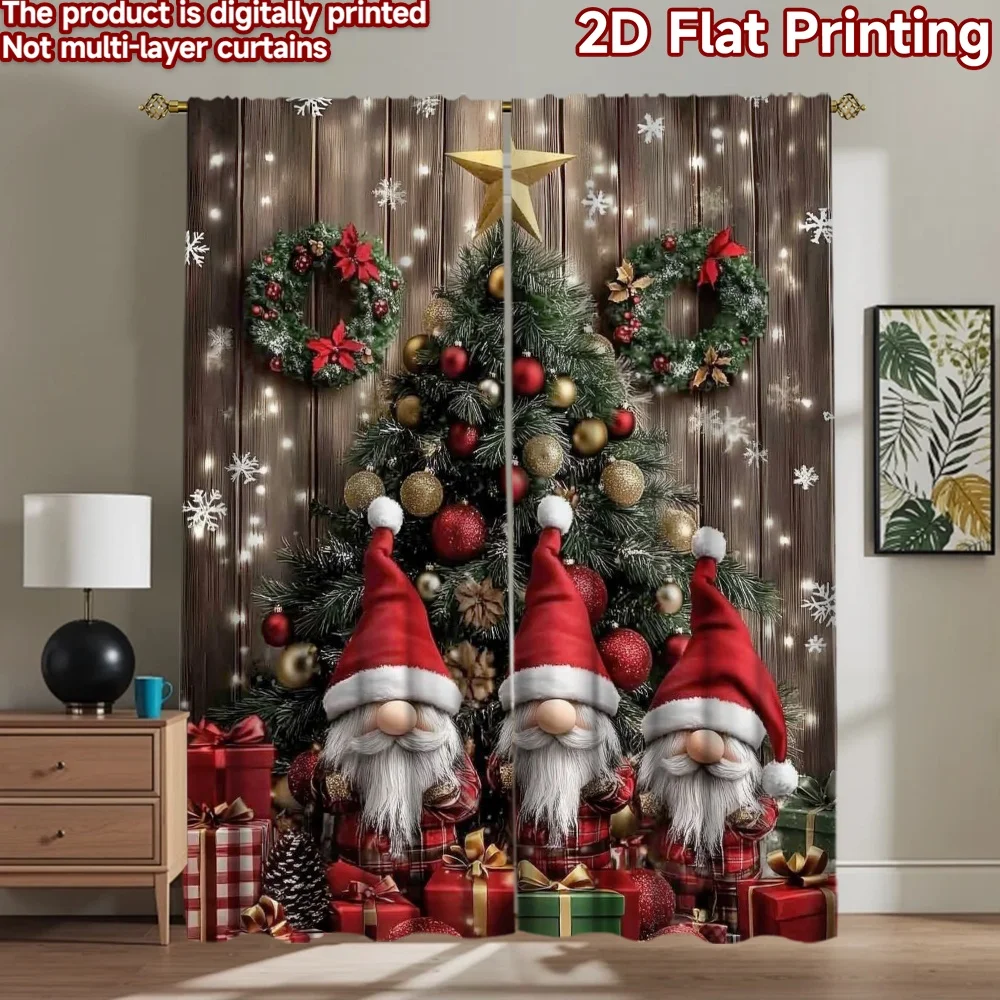 

1pc 2D flat Photography Backdrop Tapestry Christmas Gnomes and Tree (2) 100% Polyester Anniversary for Suitable for indoor