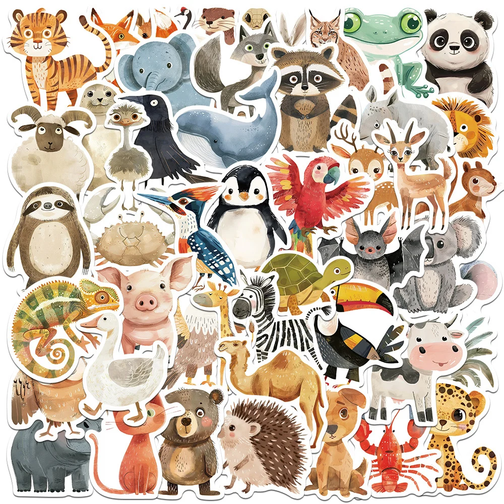 

10/30/50pcs Cute Childrens Book Paintings Animals Graffiti Stickers for Kids Toy Cartoon Aesthetic Decal Waterproof Sticker Pack