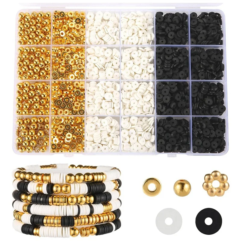 

Clay Beads For Jewelry Making With Clear Storage Box Clay Beads Bracelet Making Kit For Stackable Bracelets Making DIY Jewelry