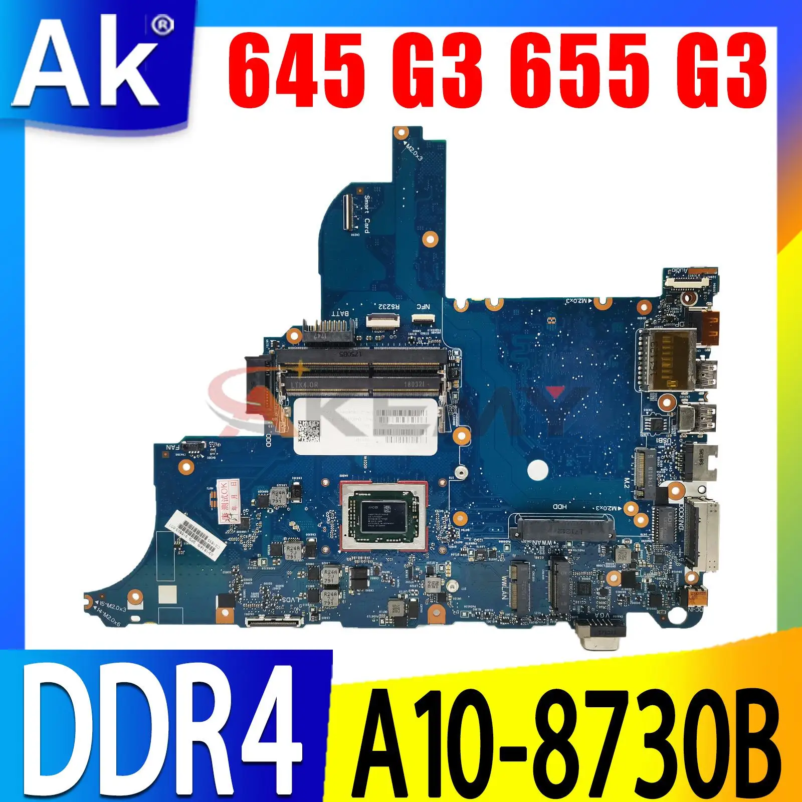 

For HP 645 G3 655 G3 Laptop Motherboard with A10-8730B CPU 916803-601 916803-001 6050A2840801-MB-A01 100% working