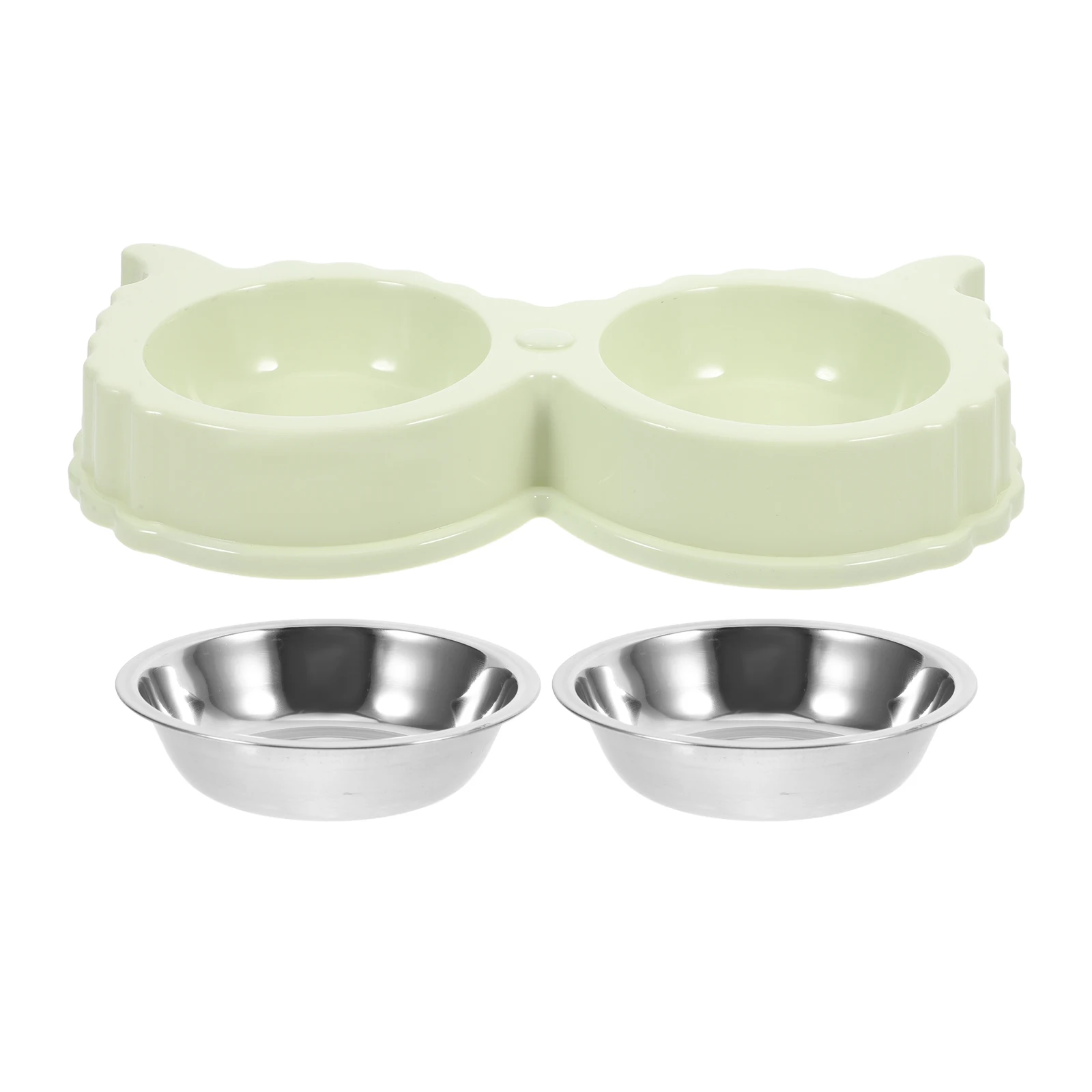

Pet Bowl Dog Bowls Cute Cat Dishes Stainless Steel Food Water Plates Small Size Non Slip Easy Clean ABS Cartoon