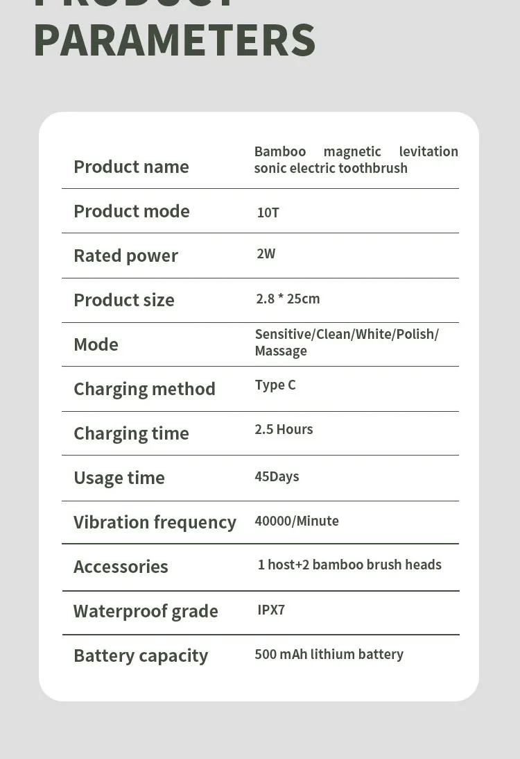 Sonic Electric Toothbrush Eco-friendly Bamboo Smart 5 Mode USB Fast Charge IPX7 Waterproof Soft Home Teeth Whitening Gift Set