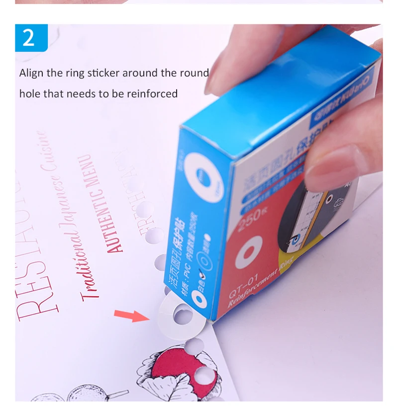 250 Labels Self-Adhesive Hole Punch Protector Loose-Leaf Paper Hole Reinforcement Labels Round Stickers for Office Supplies