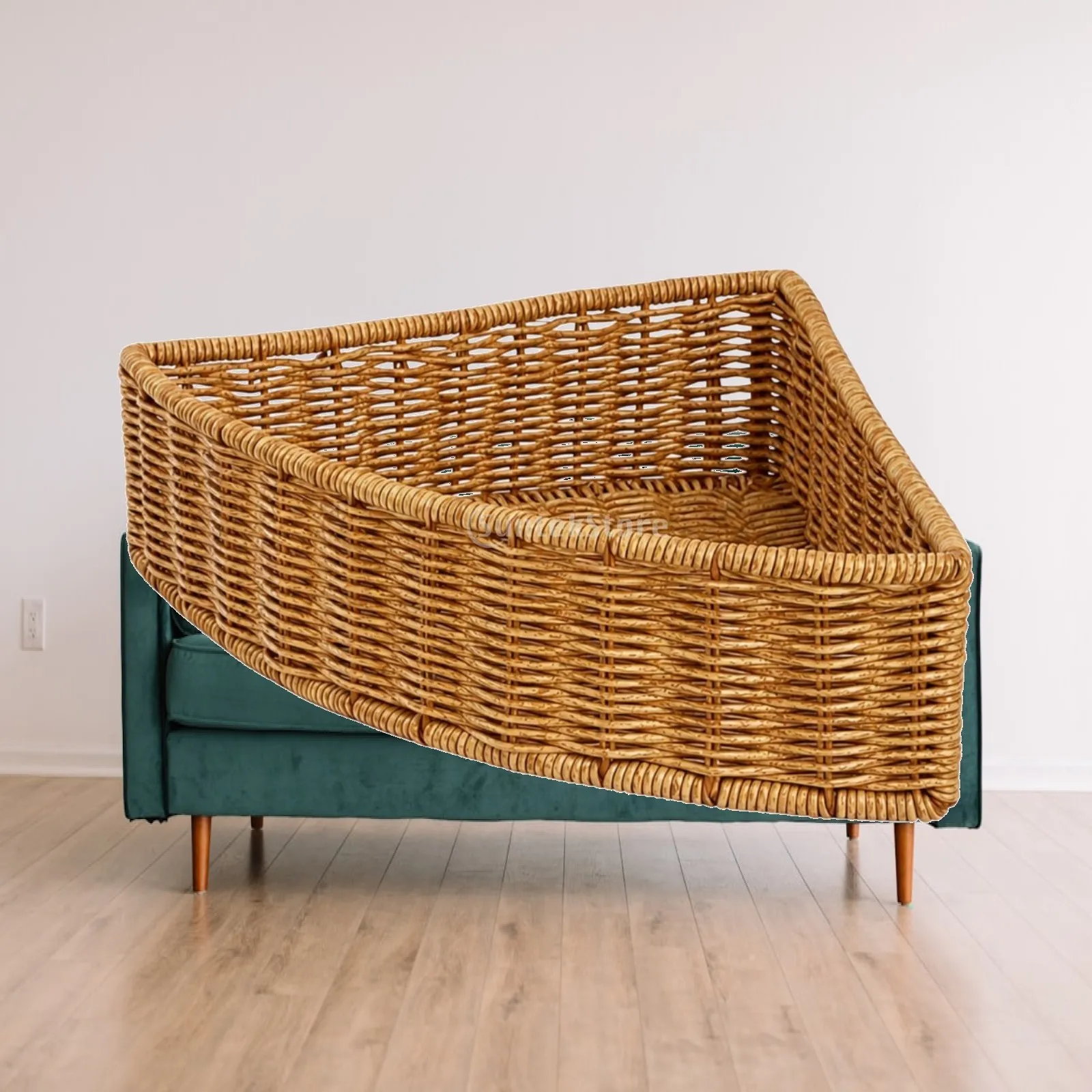 Sturdy Corner Basket for Laundry Room Organization Imitation Rattan Plastic Storage Bin for Blankets and Toys