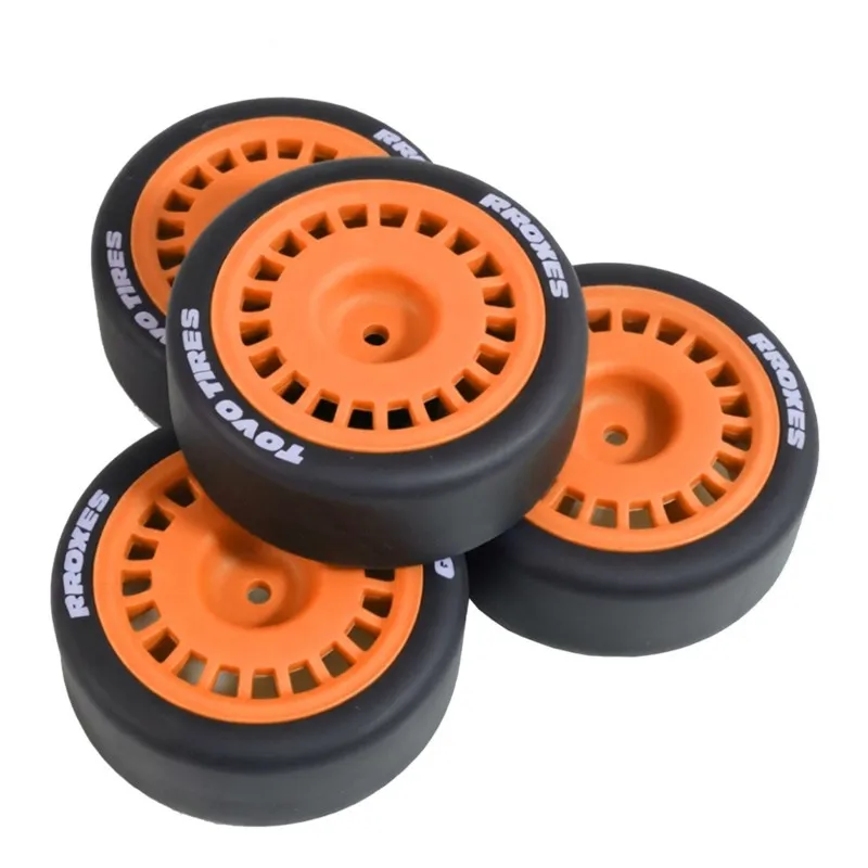 BEDW-4Pcs 1/10 RC Rally Drift Slick Tires For MJX 10303 10304 LERLAO XTS-S10 For TRAXXAS Ford RC Rally Car Replacement Parts