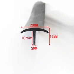 Rubber T Strip Glass Metal Wood Panel Edge Encloser Shield Car Cable Cover Solar Photovoltaic Panels Sealing Strip 20x12mm Black