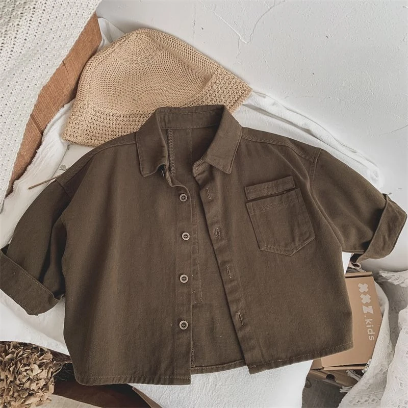 Kids' Vintage Collared Jacket with Bohemian Forest Inspired Boys Spring Autumn Outfit Personalized Kids' Wardrobe Essential