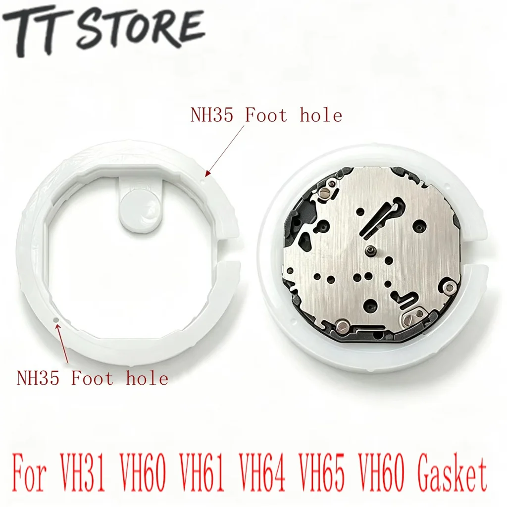 TMI VH31 Watch Case Spacer With NH35 Foot Hole Holder Plastic Inner Ring Cushion Mount And Gasket For VH31 Movement
