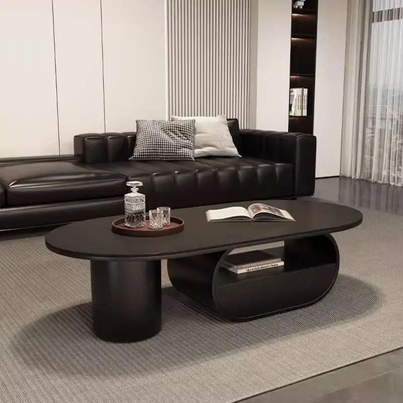 

Легкий роскошный журнальный столик из шифера, домашний овальный с ящиками, креативный минималистский стиль