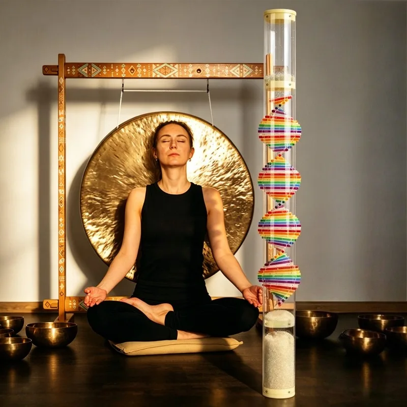 Colorful Rain Stick Long Sustain Spiral Rain Stick Transparent Yoga Meditation Relax Sound Shaker Instrument Orff Instruments