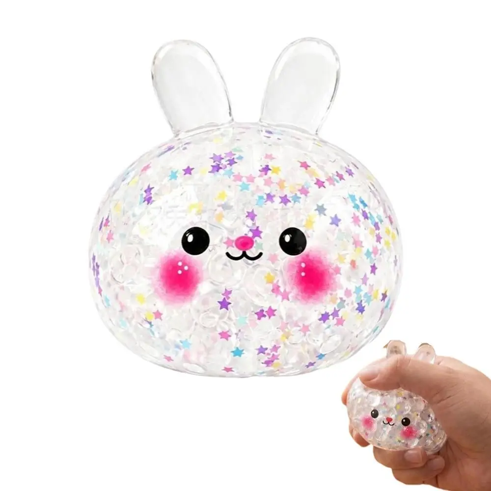 Cute Glitter Rabbit Squeezable Toy Soft Fidget Stress Relief Sensory Ball Slow Resilience Squeezable Toy Relaxation Tool