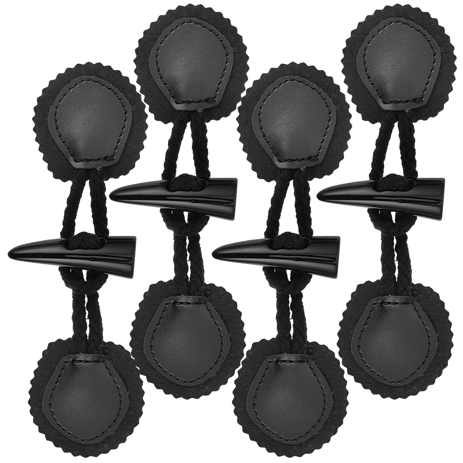 4 Pairs Covered Buttons Diagonal Buckle Horn Coat Buckles Toggle Fasteners for Clothing