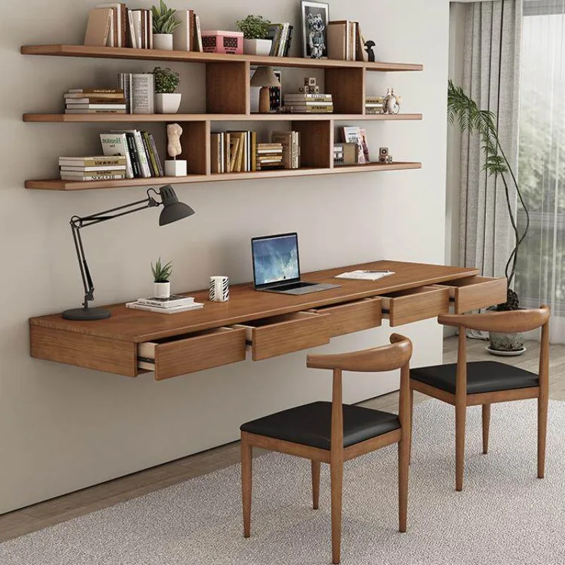 Nordic Creative Solid Wood Floating Desk Modern Wall Mounted Computer Desk Bedroom Study Living Room Furniture 부유식 책상 FYFD