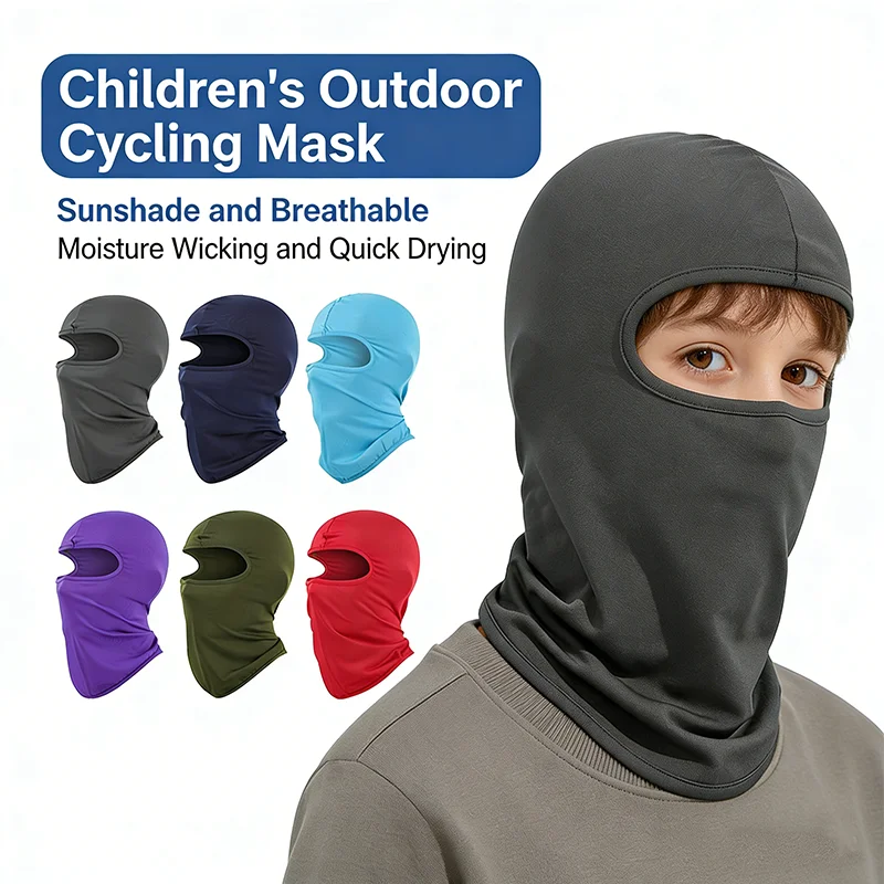 Children Balaclava Cap Breathable Sunshade Full Face Neck Cover Cooling Outdoor Sport Riding Helmet Lining Scooter Face Cover view 2
