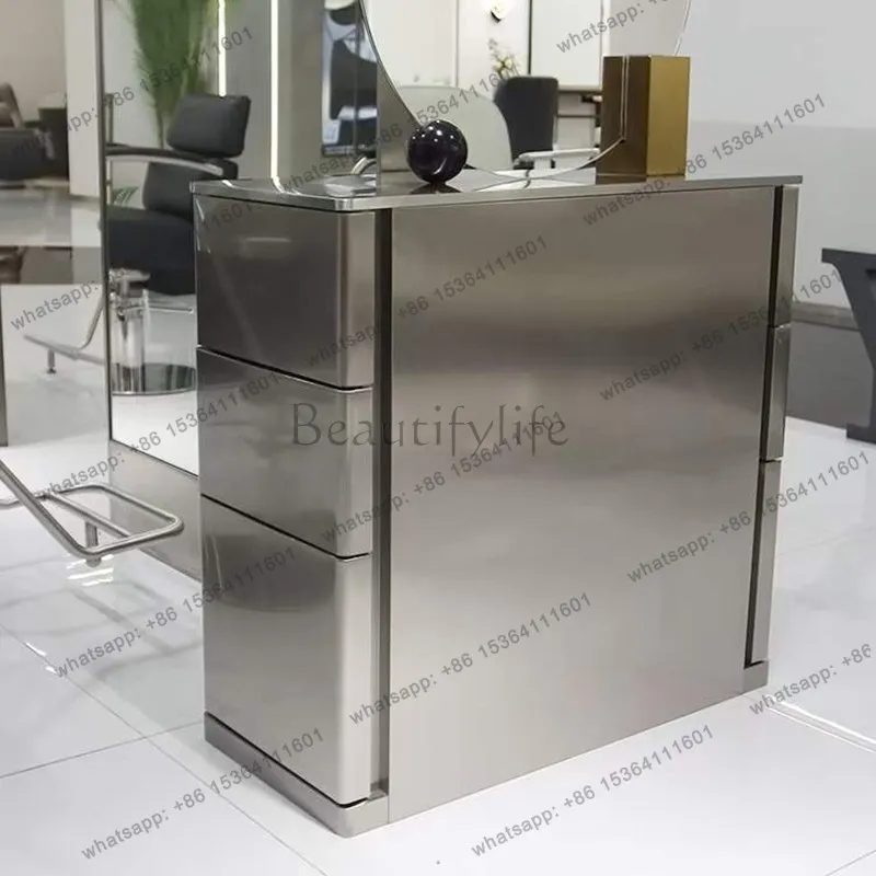 Barber shop stainless steel tool cabinet hair salon special three-layer storage locker