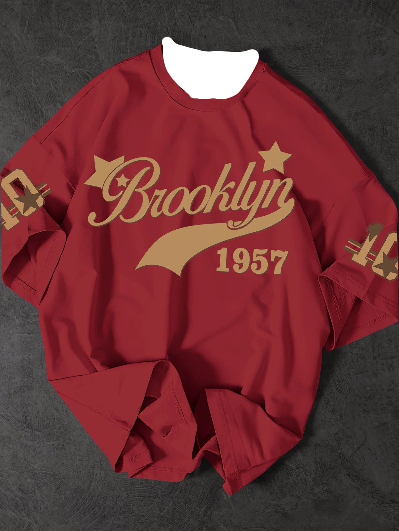 

American style new summer men's 1957 letter print comfortable and breathable round neck T-shirt outdoor street style top