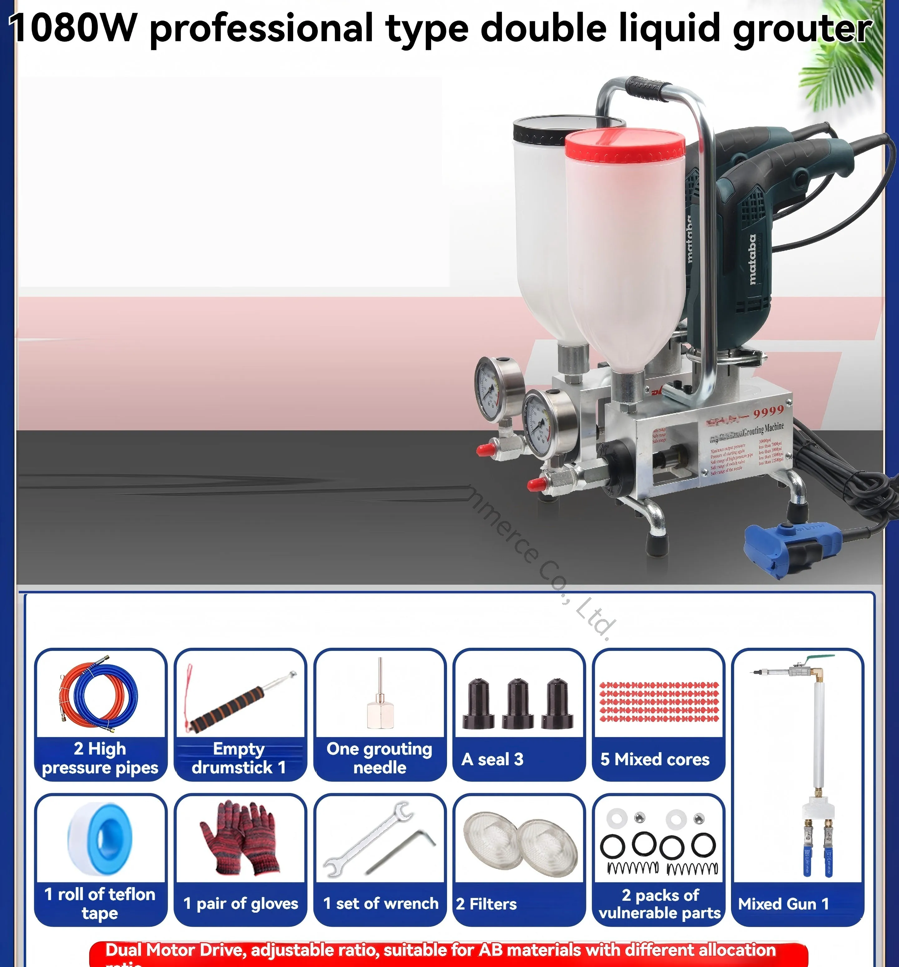 Proportional Epoxy Resin Hollow Drum Glue Mixed Double Tube Ceramic Tile Hollow Drum Grouting Machine Liquid Adjustable