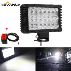 Car LED Work Light With Switch Square LED Headlight Super Bright LED Bar Light Motorcycle Led Auxiliary Spotlight Universal