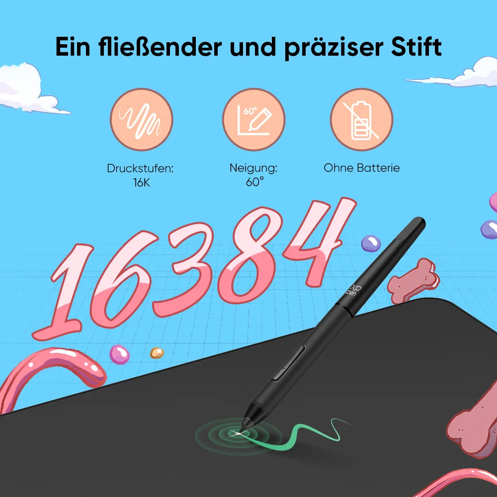 XPPen Deco01V3 Grafiktablett, 10 Zoll, digitales Zeichentablett, 3 Farben, 16384 Stufen, 60 Neigungsstufen, Kunstanimation für Android, Windows, Mac – Detail 2