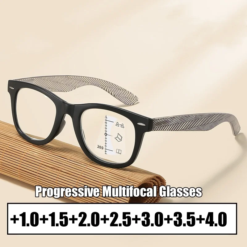 

Fashion Vintage Multifocal Reading Glasses Men Women Ultralight Progressive Glasses Ladies Retro Oversized Far Sight Presbyopia