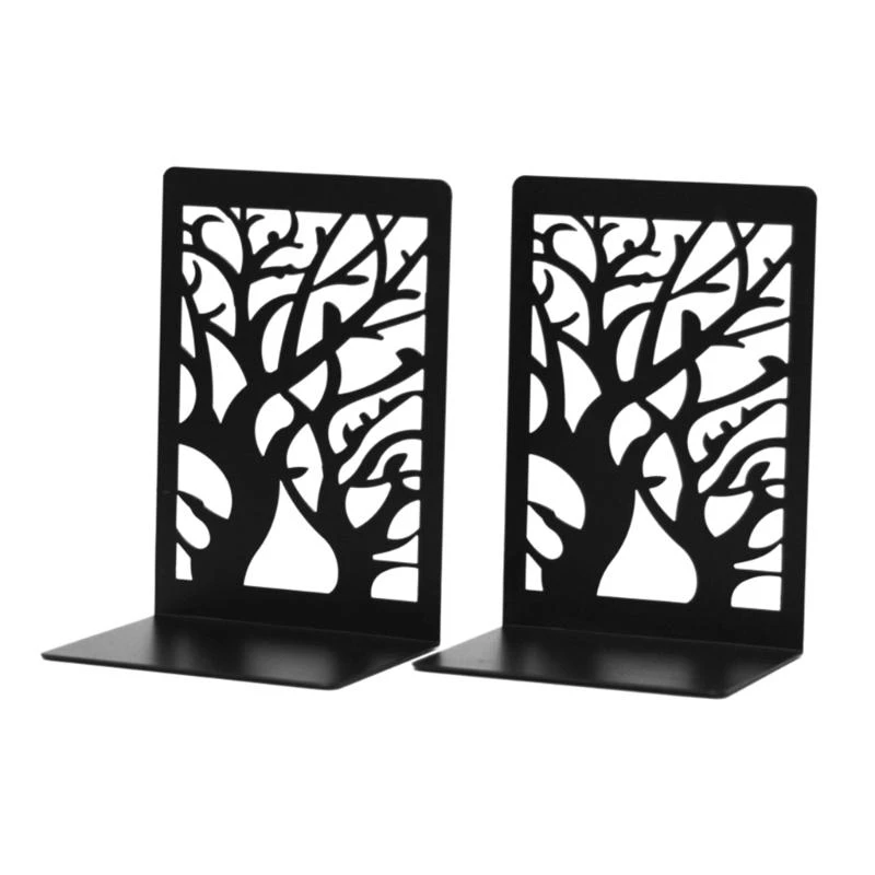 Y5LB Heavy Duty Bookends with Beautiful Tree Patterns for Bookshelves and Desks