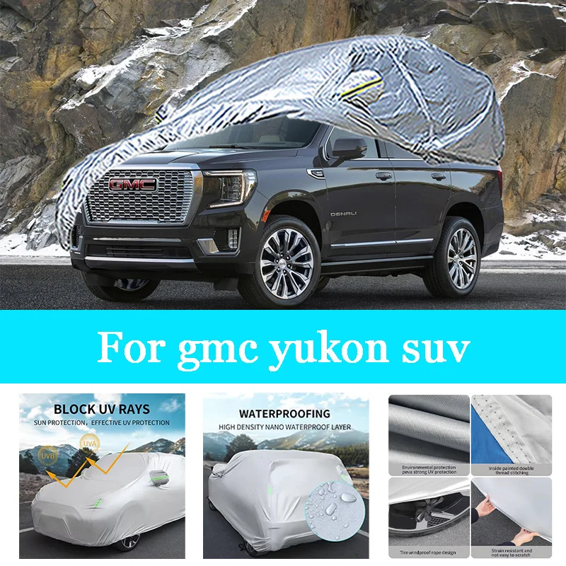 

Car Cover Outdoor Full Exterior Snow Cover Sunshade Waterproof Dustproof Protection with Reflective Strips for Gmc Yukon