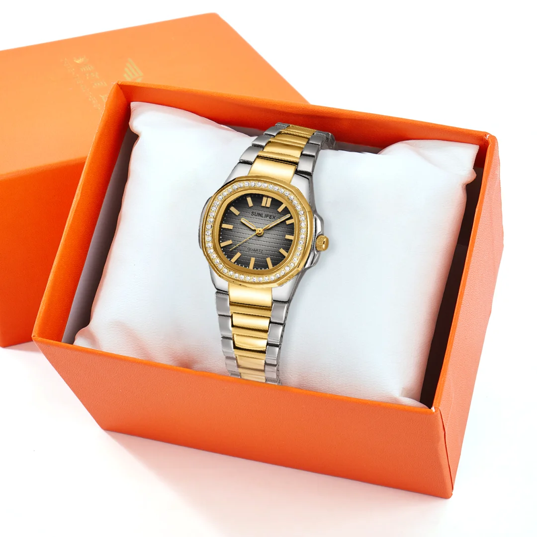 ساعة يد كوارتز نسائية مربعة الشكل للنساء مقاومة للماء بحزام من الفولاذ المقاوم للصدأ ساعات نسائية هدية للعشاق Reloj