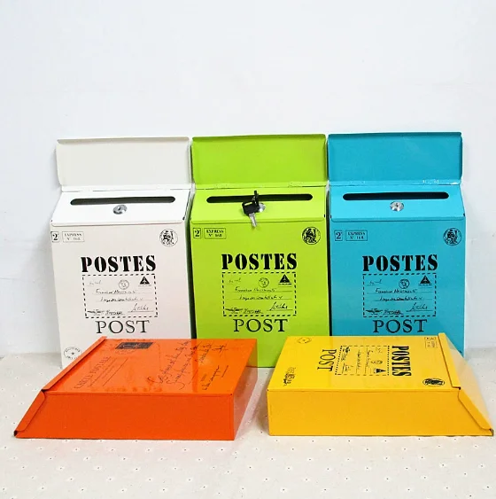 

Wall Hanging Mail Box Newspaper Holder Box Letter Suggestion Retro Wall Mounted Mailbox, Drop Box for Outdoor Gate