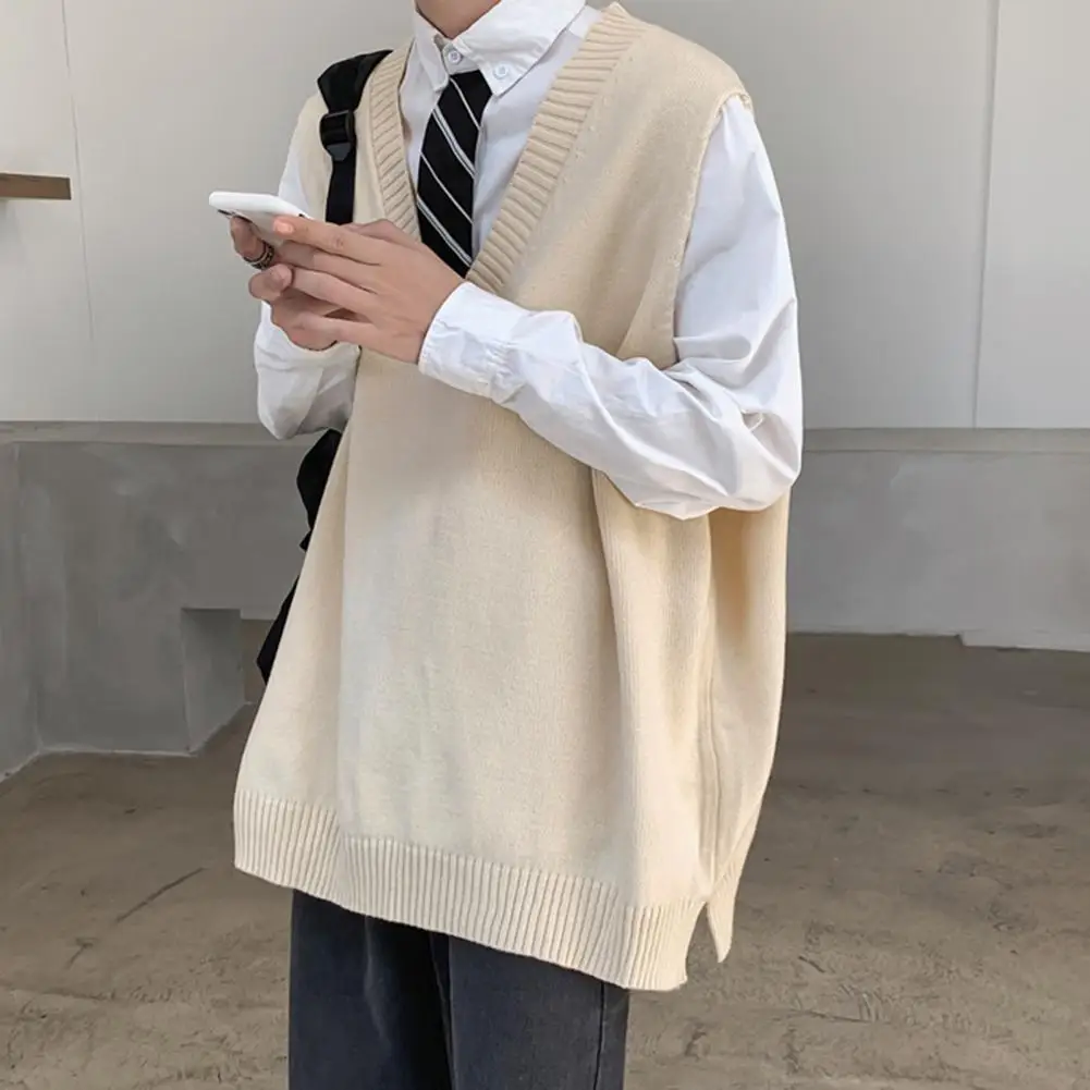 Sweater Vest Loose Casual Thermal Oversized Winter Sweater Vest Men Sweater Vest for Daily Wear