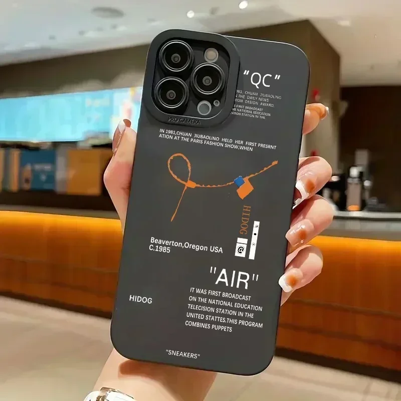 Calçado desportivo Air Phone Case para iPhone, tampa traseira com etiqueta branca, ténis quentes, iPhone 14, 13, 12, 11, XS, XR, X, 7, 8 Plus, 15 Pro Max