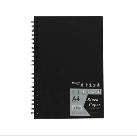 A4 Big Black Card Book 120 Pages Black Card Paper Inner Page Coil Book Graffiti A3 Photo Album DIY Black Sketchbook Notebook