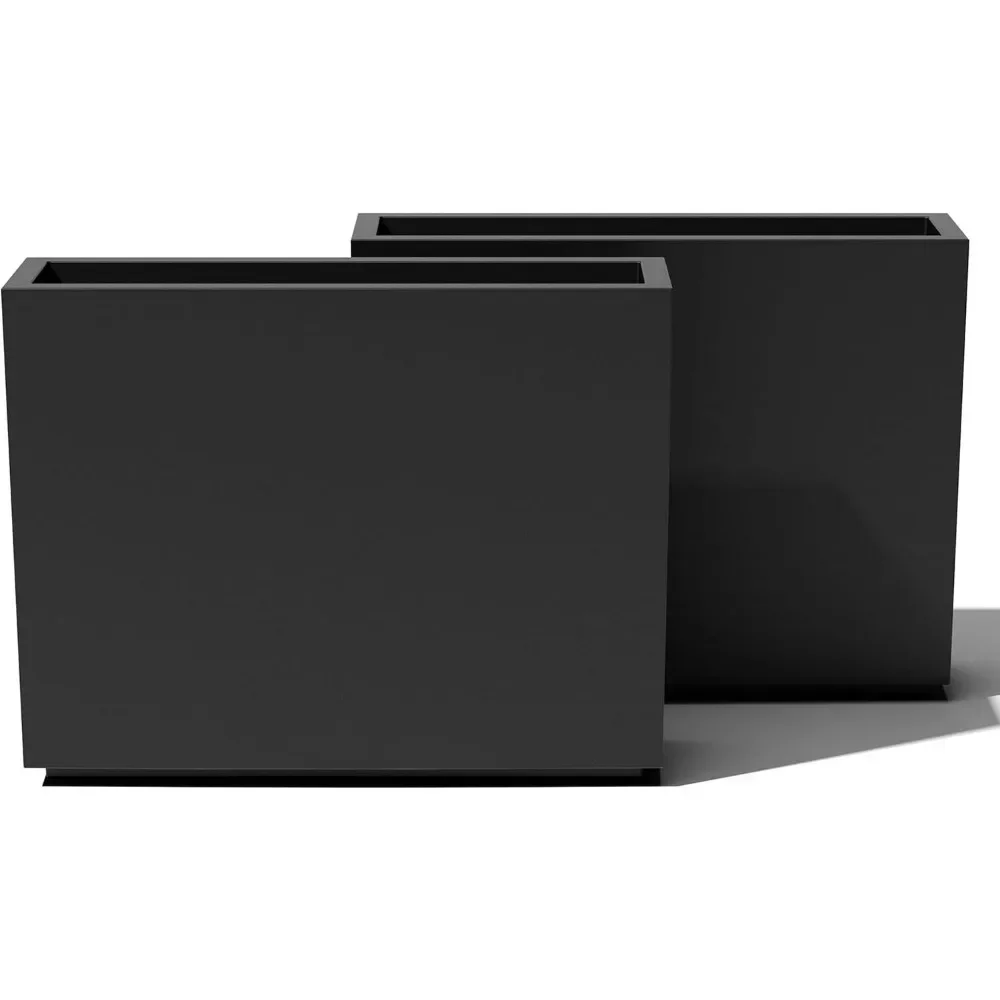 

Plastic Planter - Tall Rectangular Planter for Indoor or Outdoor Patio/Porch | Durable All-Weather (2 Pack)