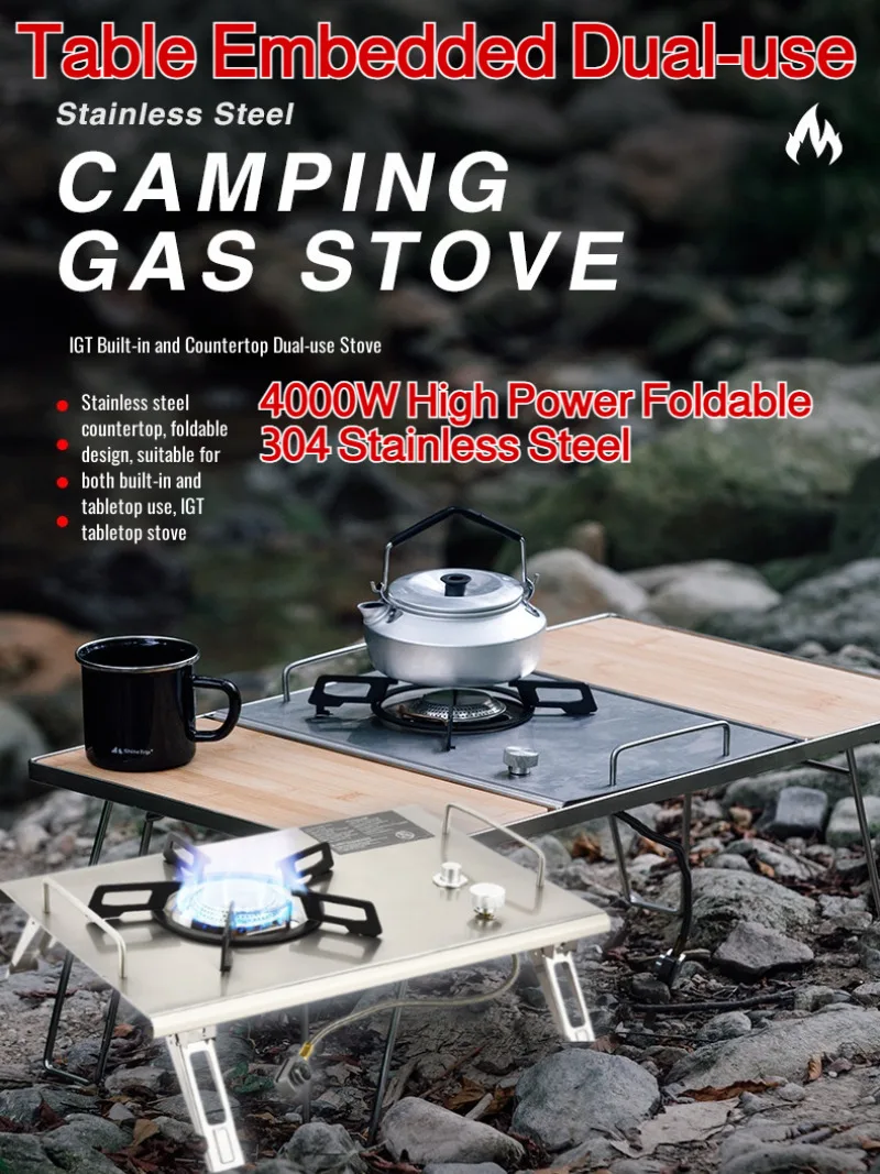 Einzelner, faltbarer, dünner, robuster Feuerofen, 4000W Hochleistungs-Outdoor-Kleinbrenner, Kartenofen, tragbarer Campingkocher