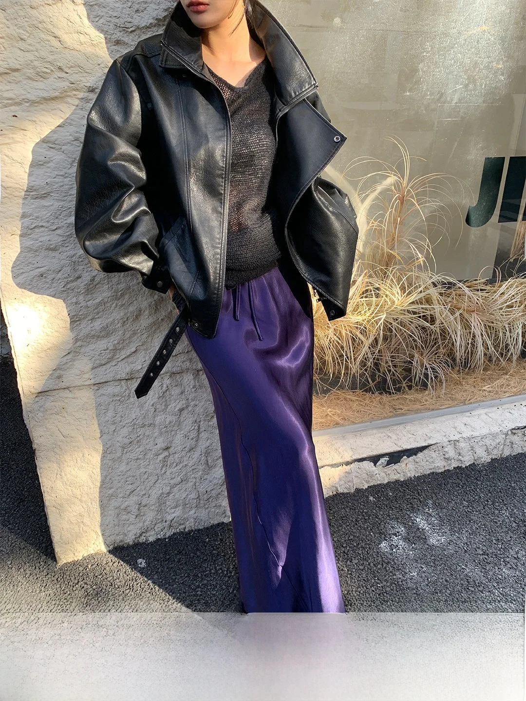 

ZOCHEEO Retro ex Stand Collar PU Leather Jaet Cool And Sli Motorcycle Clothes for Women Spring New Arrival