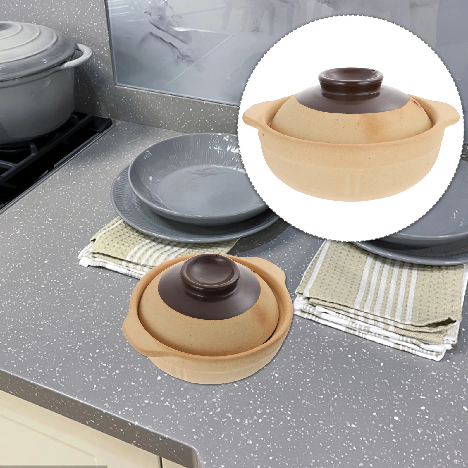 

1Pcs Ceramic Stew Pot 500ml Smooth Glazed Surface Healthy Cooking Eco Friendly Energy Saving Household Pot