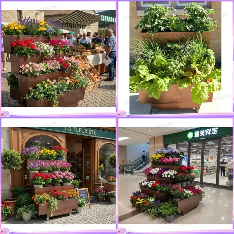 Portable Utility Cart Outdoor Market Stall Display Stand Street Vendor Trading Trolley Folding Retail Booth Furniture for