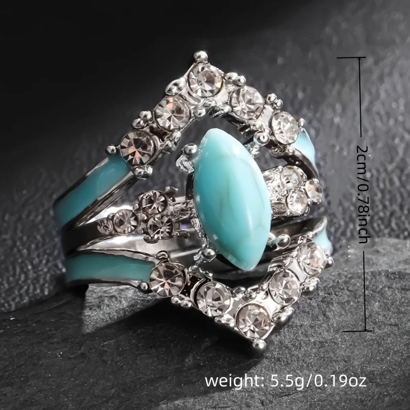 خاتم مفتوح من الكريستال الأزرق القوطي الجديد للفتيات، إكسسوارات مجوهرات الساحرة الغامضة، هدية حفلة خاتم أسود مخصص #2