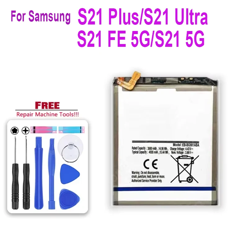 Replace Battery for Samsung Galaxy S21 5G SM-G991B/DS G991U/S21 Ultra S21Ultra/S21 Plus S21Plus S21+/S21 FE 5G SM-G990 Bateria