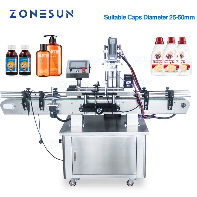 ZONESUN Automatic Desktop Electric Plastic Glass Perfume Shampoo Hydrogen Peroxide Bottle Capping Machine Auto Capper ZS-XG440