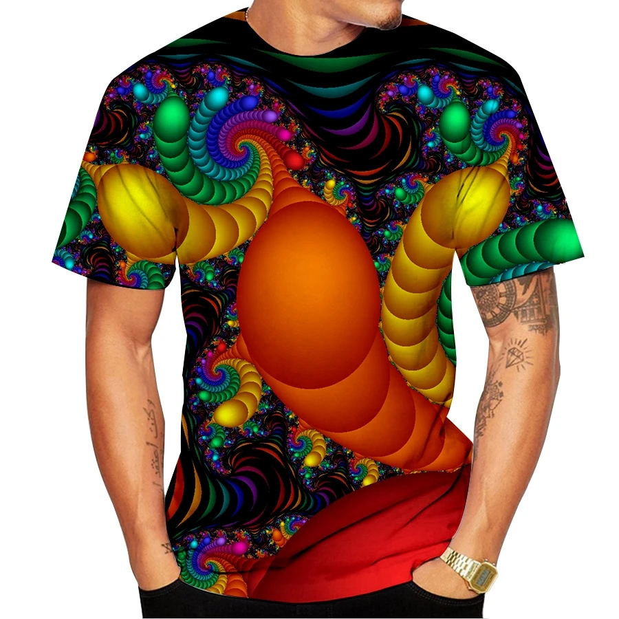 New Fashion 3D Printing T Shirt Visual Rainbow Vertigo Hypnotic Unisxe Funny Short Sleeved Men/women Tops T Shirt