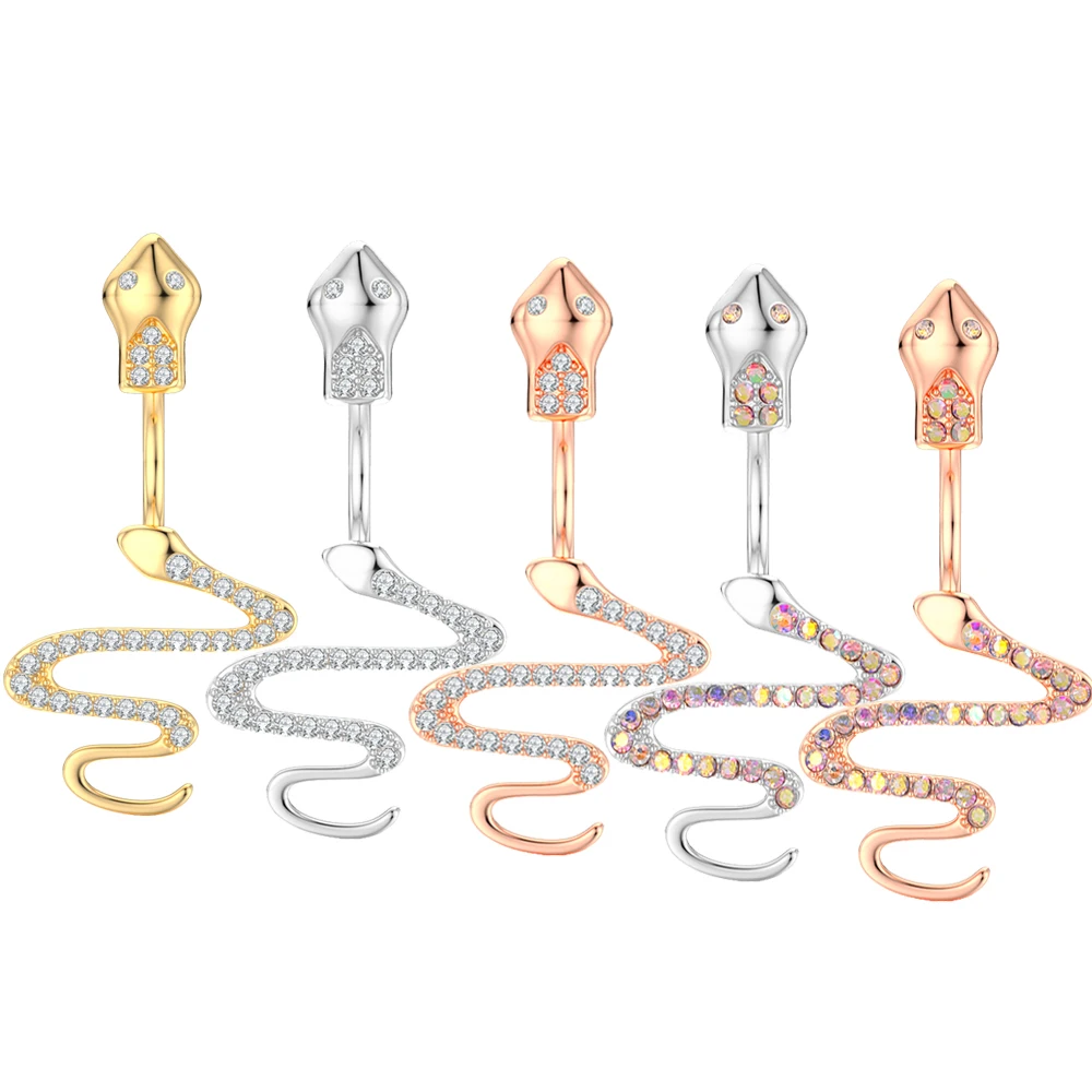 Mixed-style Gold Color Animal Series Belly Button Ring 14G Bee Snake Butterfly Dangled Navel Piercing Nombril Belly Ring Jewelry