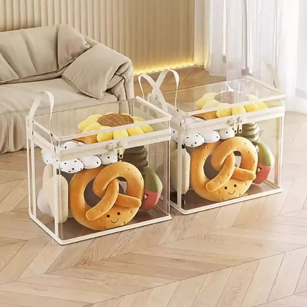 Transparent Visible Doll Storage Bag Large Capacity Dustproof Clear Storage Case With Zipper Handle Stackable