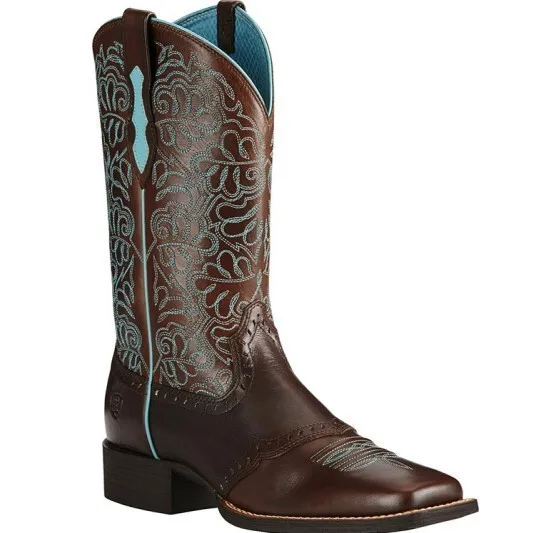 

34-43 Totem Mid-Calf Boots Women's Chunky Heel Western Boots